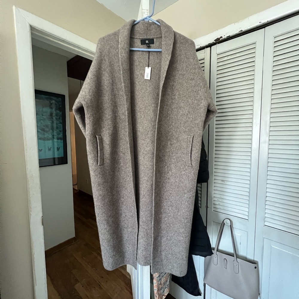 Banana Republic Tan Cardigan Shawl Collar Long Knit